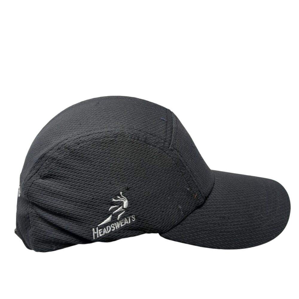 Headsweats Strapback 5 Panel Cap Black One Size Adjustable Embroidered Blank